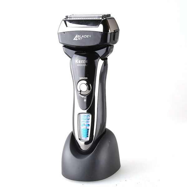 KEMEI Waterproof LCD Display Electric Shaver 4 Blade Reciprocating Razors Original Beard Shaving Machine +Travel Bag KM-5568