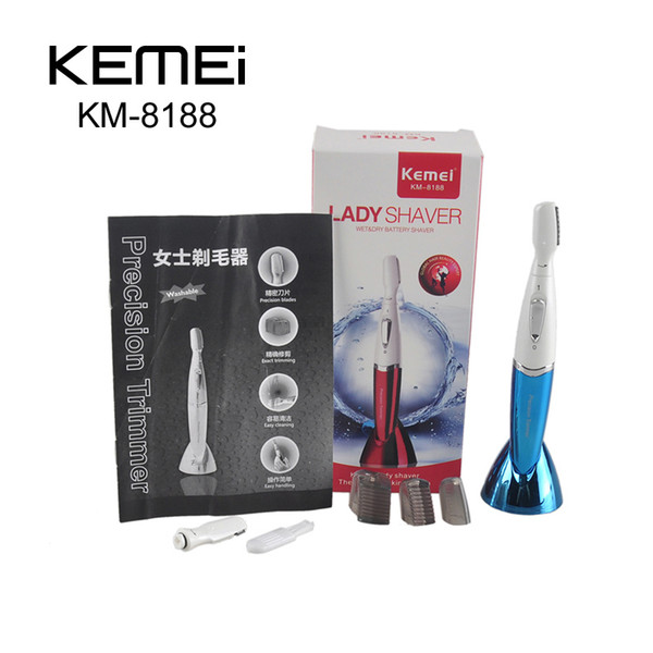 Kemei XL-8188 Women Shaver Waterproof Female Shaving Epilator For Bikini Line Armpit Eyebrow Titanium Blade Hair Razor Trimmer 0606013