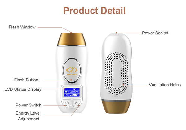 Original INLINS IPL Hair Removal Permanent Hair Removal Remover Intense Pulse Light 400,000 Flash LCD Display 5 Level