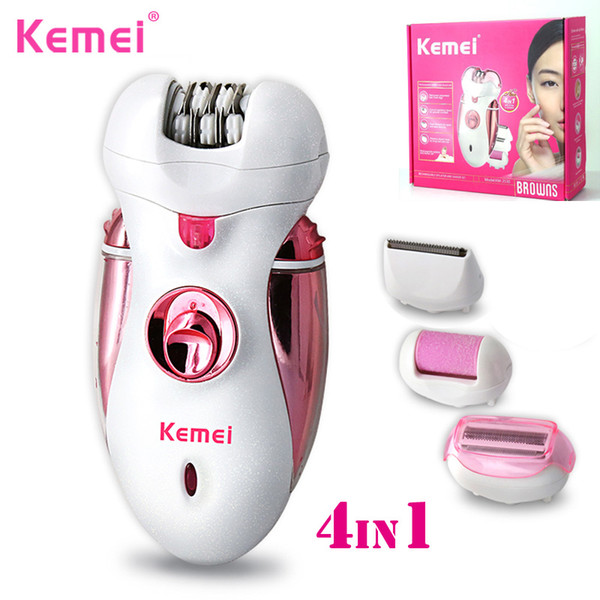 KEMEI 4 in 1 Rechargeable Women Shaver Electric Epilator Pedicure Machine Lady Hair Removal Callus Remover Foot Care Tool BT-168