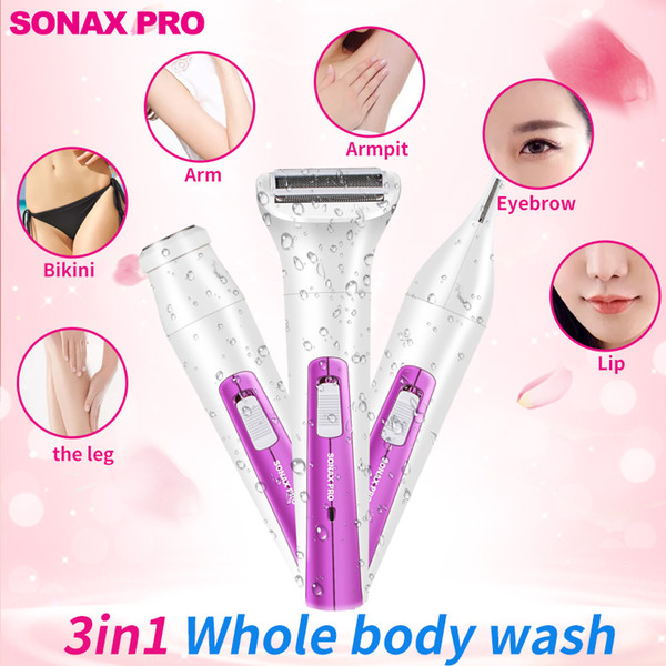 Facial Hair Removal for Women, 3 IN 1 Bikini Trimmer Eyebrow Shaver Foil Razor Painless Women Electric Shaver Waterproof Women Groomer Set