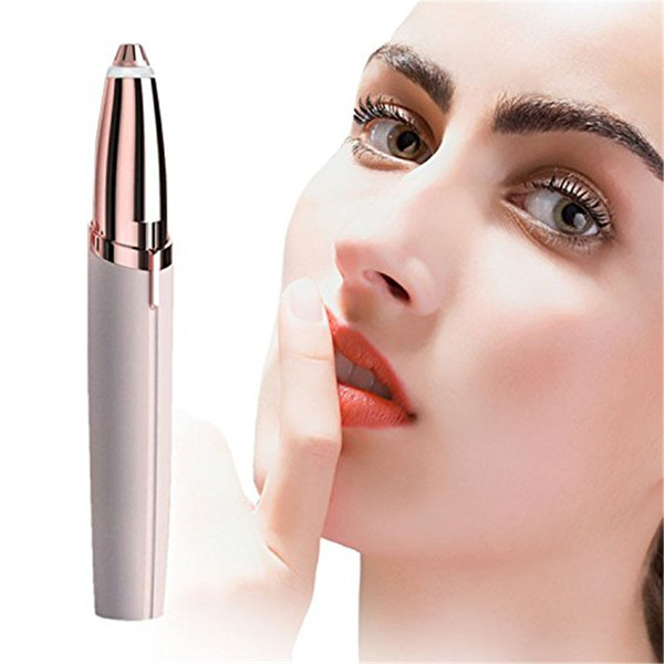 Lipstick Eye Brows Hair Remover Micro Precision 18K Gold Plated Remover Epilator Eyebrow Trimmer Shaving Machine Razor Built in LED Light