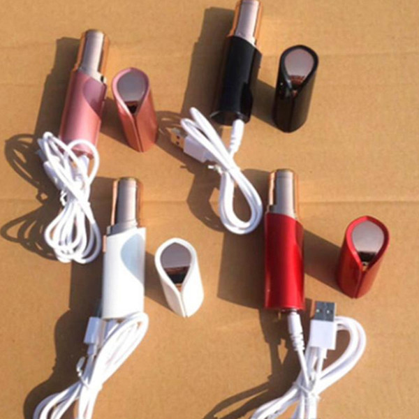 USB Rechargeable Lipstick Facial Hair Remover Red Mini Portable Body Epilator 18K Gold Plated Women Painless Hair Removal