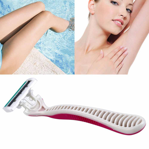 Professional Three-Blade Sharp Straight Edge Razor Blade Body Public Hair Removal Legs Armpit/ Vagina Hair Shave for Female