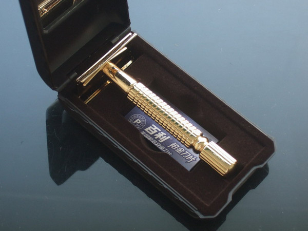 BAILI Double Edge Safety Razor Golden safety razor Alloy razor come with box 1 SET/LOT NEW