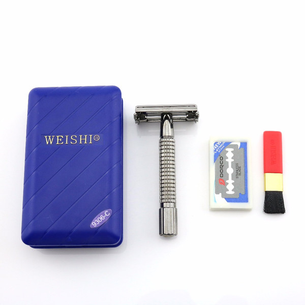 WEISHI Butterfly Safety Razor Double Edge Shaving Razor 9306-C Gun color Excellent quality 100PCS/LOT NEW