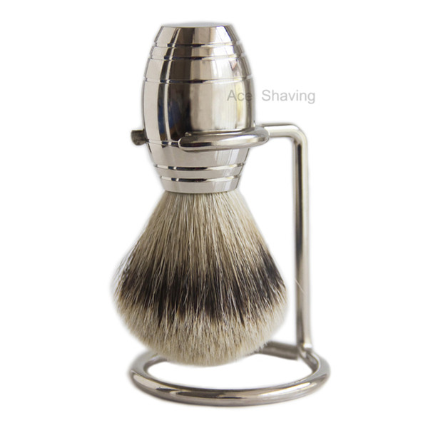 Silvertip Badger Hiar Shaving Brush Metal Collection Stainless Handle Stand Holder Barber Shop Accessory