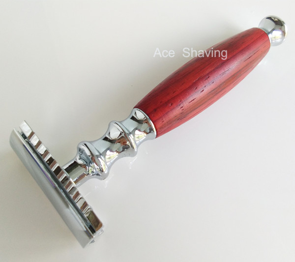 Beard Shaver Rose Wood And Metal Handle Stainless Shaving Double Edge 3 Part Safety Razor