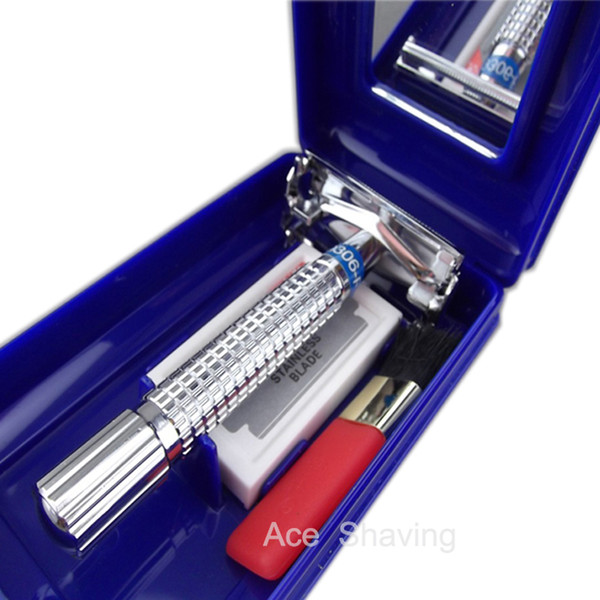 Chrome Silver Metal Handle Double Edge Safety Shaving Razor 15 Pieces of Blades Man Shaver