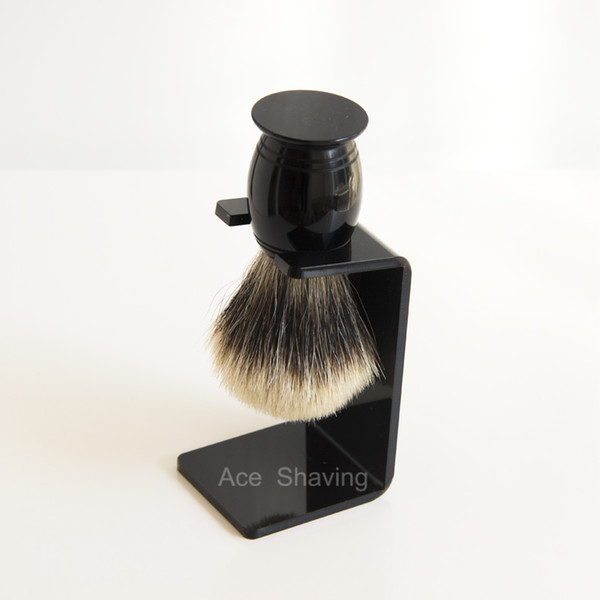 Finest Badger Hair Classic Black Acrylic Handle Shaving Beard Brush with A Stand Holder