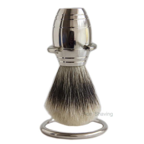 Finest Badger Hiar Shaving Soap Brush Metal Stainless Handle Beard Shaver Stand Holder