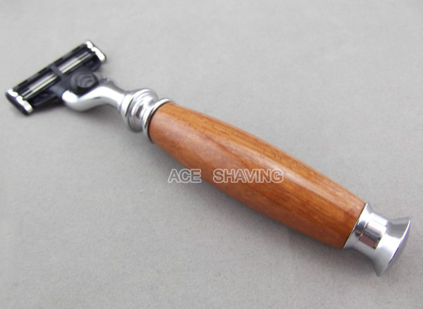 Mh III Blades Shaving Razor Metal & Merbau Red Wood Handle