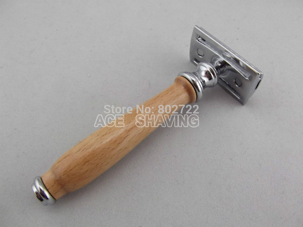 Beech Wood Handle Stainless Safety Razor With 20 Pcs Of Blades FREE SHIPPING