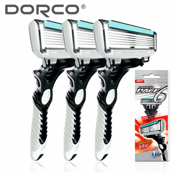 Razor Blades For Men DORCO Six Edge Shaver Mens Shaving Personal Face Care Stainless Steel Razors Blades With lubricating strip 3PCS/Lot