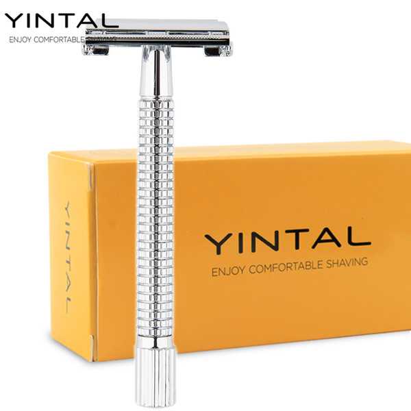 1 Razor + 10 Blade Long Handle Men Shaving Safety Razor Double Edge Razors Brass Plating Classic Manual Razors