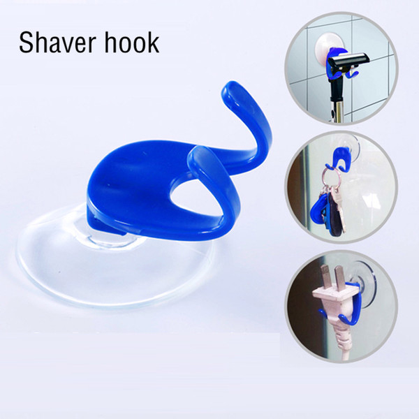 Delicate Shaver Holder Wall-mounted Plastic Bathroom Razor Holder Copula Shaver Caps Rack Blue Shaver hook