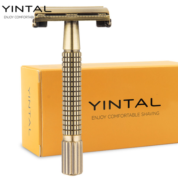 YINTAL Classic Double-sided Razor Short Handle Brass Manual Razor Men Shaving 1 Razor