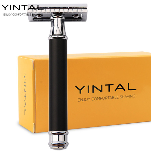 YINTAL 1 Razor Brass Plating Men's Double-sided Manual Razor Replaceable Bronze Style Brass Handle Shaving Simple packing