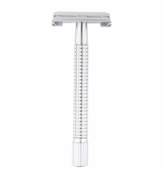 WEISHI Mens Shaving Long Handle Manual Safety Razor Sand Brass Double Edge Razor Butterfly Structure Navalha