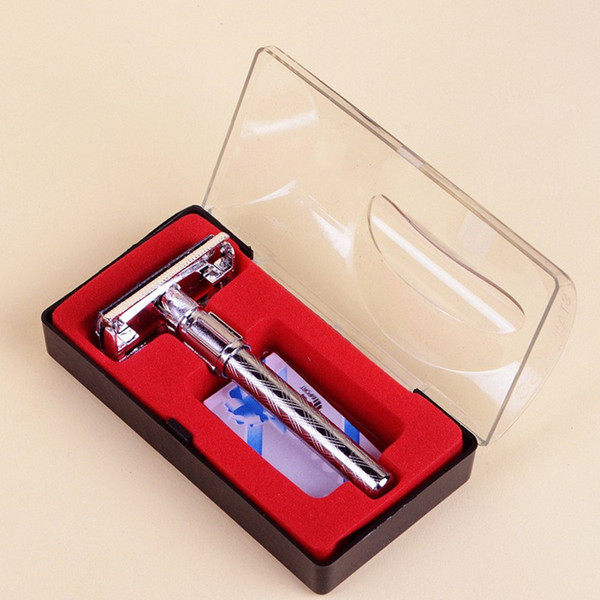 High Quality Men's Manually Razor Shaver Frame With Blades Classic Old Fashioned Sided Manually Shavers Metal Shaving Tools