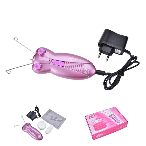 1Pc Electric Body Face Facial Hair Remover Defeatherer Cotton Thread Epilator Shaver For Women Pink Color