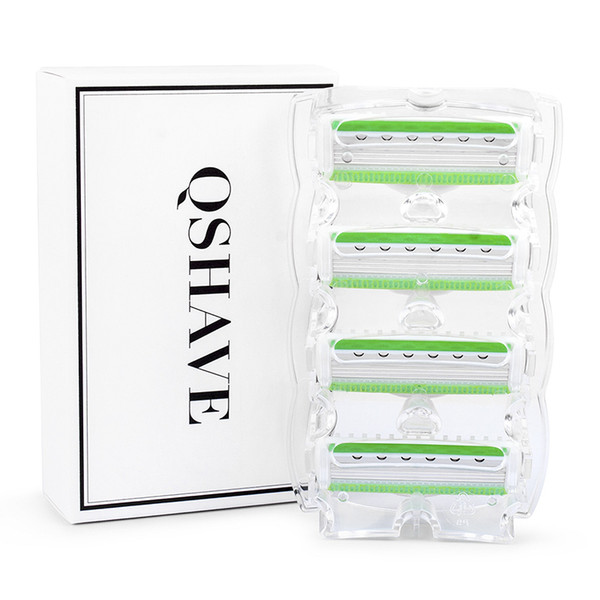 QShave Green Series Blade Lady Personalized Shaving Razor X5 USA Blade Women Razor Blade, 4 / 8 /16 Cartridges D19011606