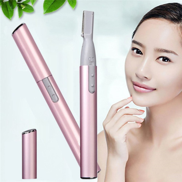 Pink Color Practical Electric Face Eyebrow Scissors Hair Trimmer Mini Portable Women Body Shaver Remover Blade Razor Epilator