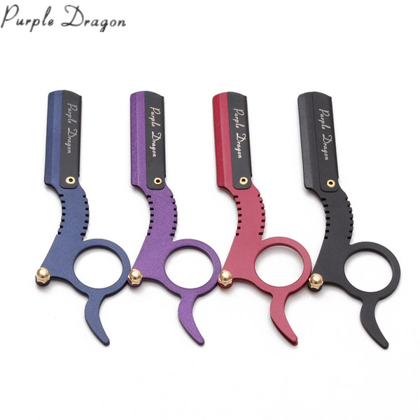 1Pcs 12.7cm Purple Dragon Stainless Men Straight Barber Edge Steel Razor Shaving Knife Hair Removal Tools + 1Piece Blade Popular Style Z6111