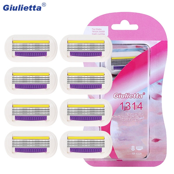 8pcs/lot Giulietta Shaving Razor Blade For Women 4 Layer Stainless Steel Safety Beauty Set Female Shaver Replacement Blades Head