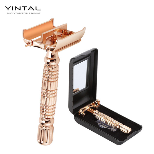 Double Edge Blades Razor Safety Alloy Razor Manual Shaver Top Quality Rose Gold Butterfly Men Shaving