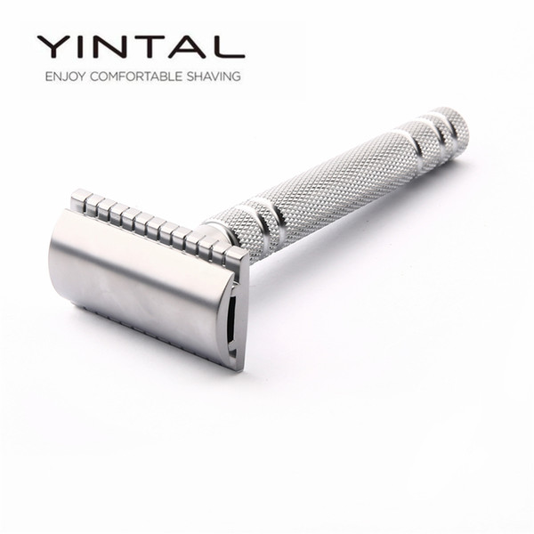 YINTAL 1 Razor Matte Silver Classic Safety Razor For Shaving Men Quality Brass Copper Handle Double Edge Manual Razors