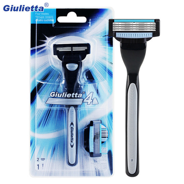 Giulietta 1 Set Safely Men Shaving Razor Blades Manual 4 Layer Razor Blade Hair Removal Tool 2 Blades +1 Handle Epilator