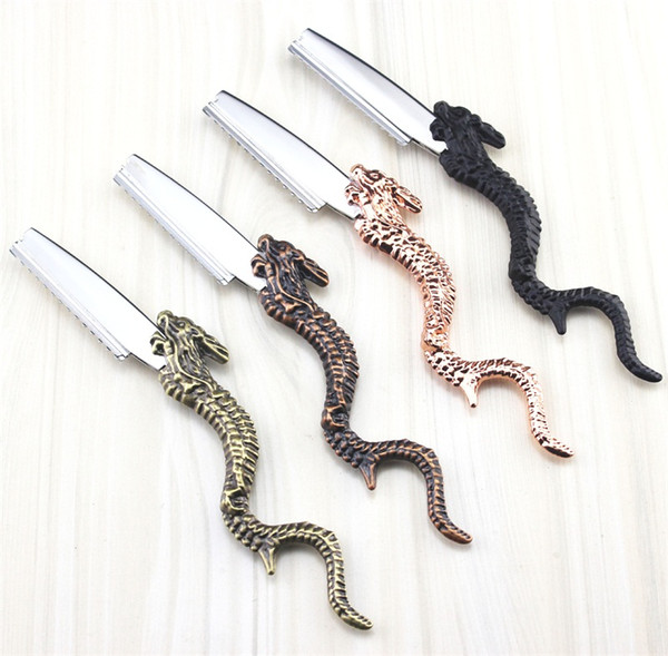 Professional Stainless Steel Razors High Quality Dragon Handle Hair Cutting Thinning Knife Classical Style Free Shipping