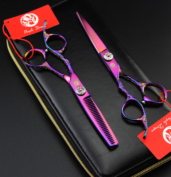 Left Handed 6inch Plum Decorative Design Hairdressing Scissors Barber Scissor Cutting Scissor & Thinning Scissor