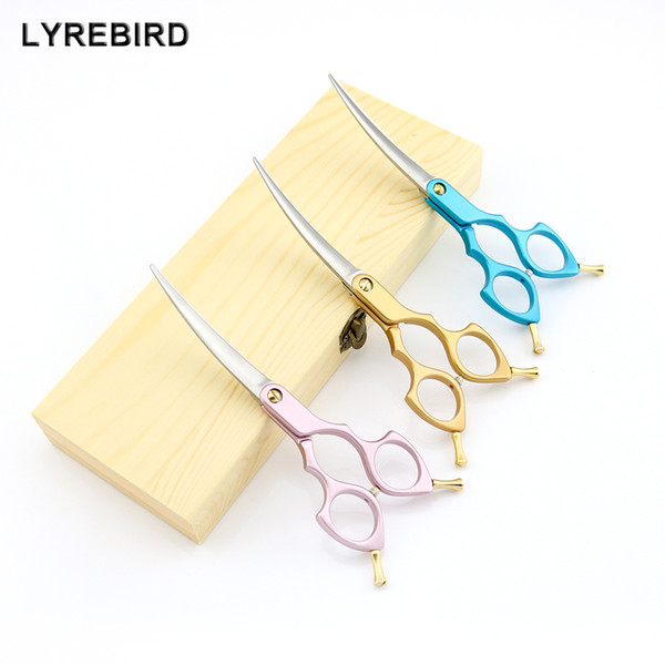 Lyrebird TOP CLASS pet Cosmetic Scissors 6 Inch Curved Scissors Pink Golden or Blue Handle Japan 440C High quality NEW