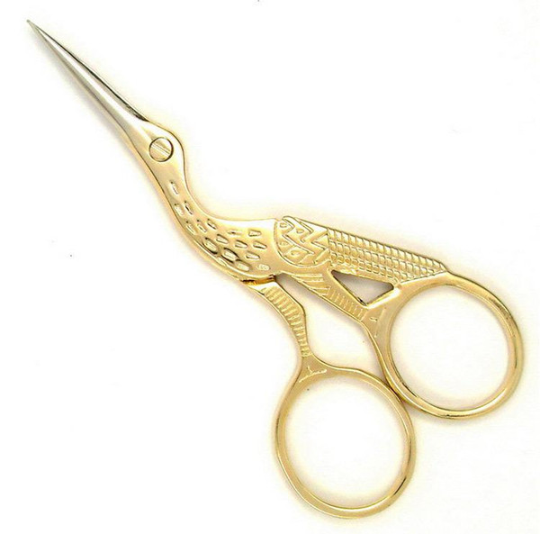 factory supply high quality stainless steel crane bird design eyebrow scissors matte/golden multi-function makeup tools metal hand shears