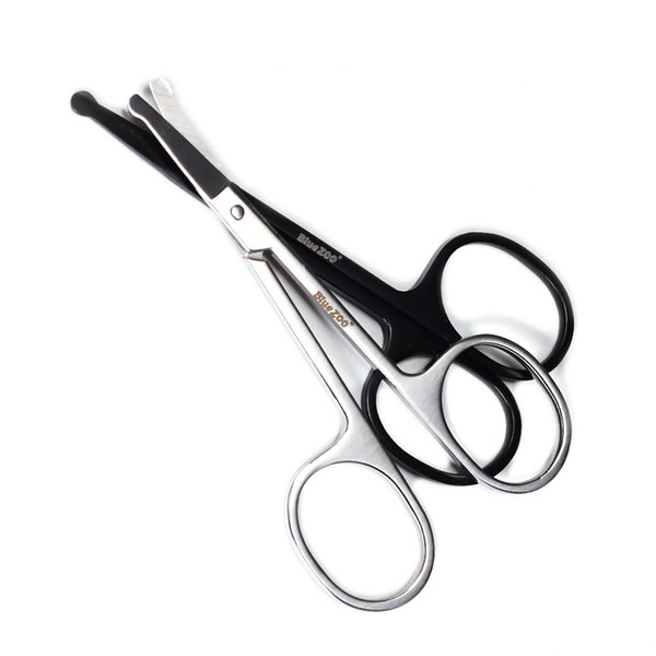 Silver Black Round Nose-hair Clipper 9cm Face Excess Hair Beard Eyebrows Nose Ear-hair Stainless Steel Beauty Scissors