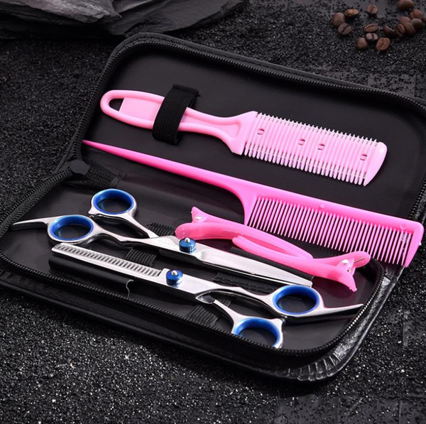 Hairdressing Tools 6.0 inch Barber Scissors Kits Hair Clipper Razor Combination Package Hair Styling Scissors Hair Cutting Tool