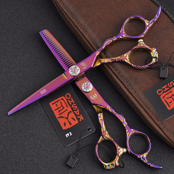 2018 Good Sale Purple 6.0 Inch Hairdressing Scissors Barber Hair Cutting Shears Hairdresser Equipment Tool With High Quality