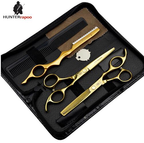 6 inch professional hair cutting shears japan 440c steel barber scissors set hairdresser shop supplies products salons kit HT9128 Golden