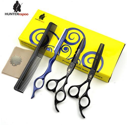 Professional black steel Japan 440C Hair Scissors Set 6.0 inch Beauty Salons Barber Cutting Thinning Scissors Hairdressing HT9153