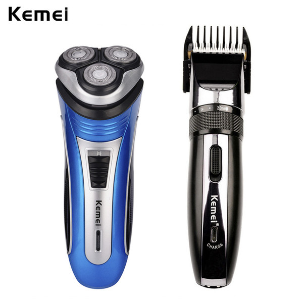 Kemei 3 Blades Men Electric Shaver Face Beard Shaving Travel Razor+Trimmer Professional Hair Clipper Adjustable Cordless Haircut