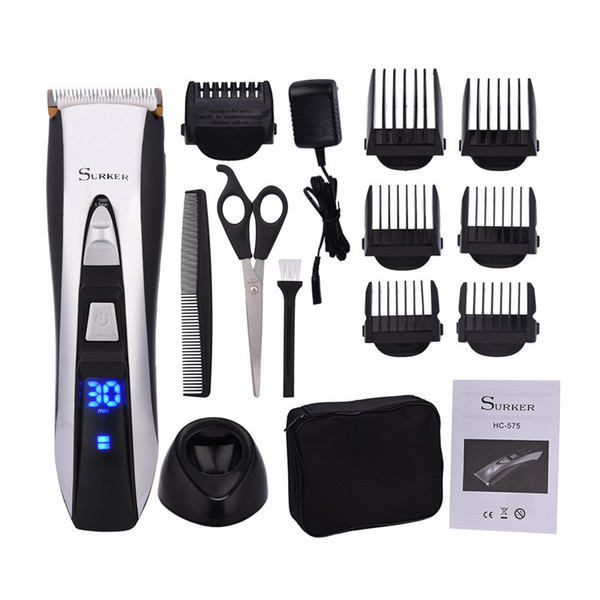 Professional Rechargeable Trimmer Hair Cutting Machine 1 Hour Fast Charge Clipper With Digital Display Haircut Ceramic Blade