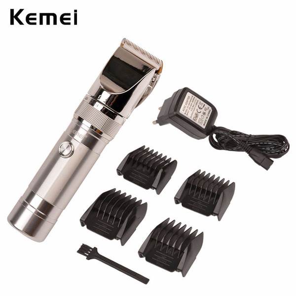 Kemei 100-240V Salon Professional Ceramic Blade Clipper Electric Cutter Aluminum Alloy Men's Stainless Steel Haircut Machine Kit