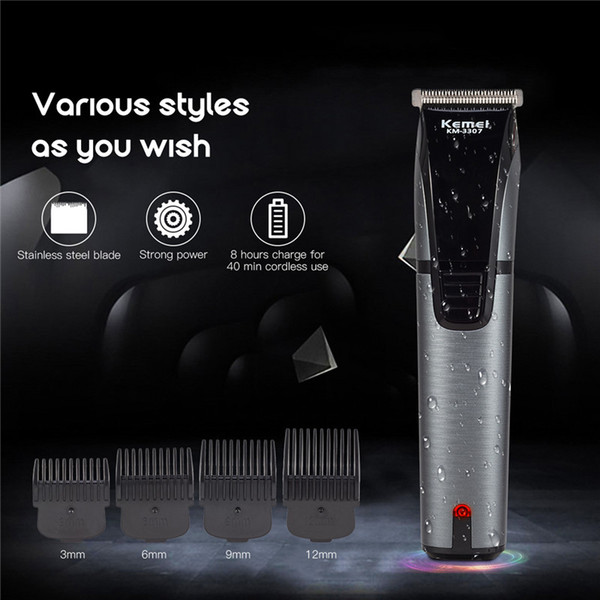 Fast Speed Hair Clipper Rechargeable Cutter Trimmer Quiet Haircut Machine for Baby Stainless Steel Blade 3mm-12mm Limit Combs