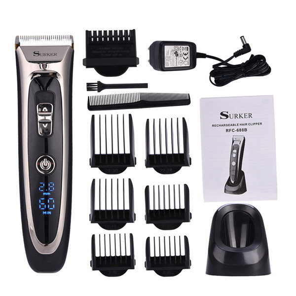 Professional Digital Hair Trimmer Rechargeable Electric Hair Clipper Men's Cordless Haircut Adjustable Ceramic Blade RFC-688B