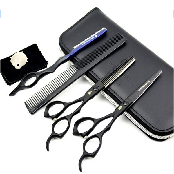 Black Color 6 inch Professional Barber Cutting Scissors Japan Steel hair dressing Scissors Kit Haircut shears for hairdresser