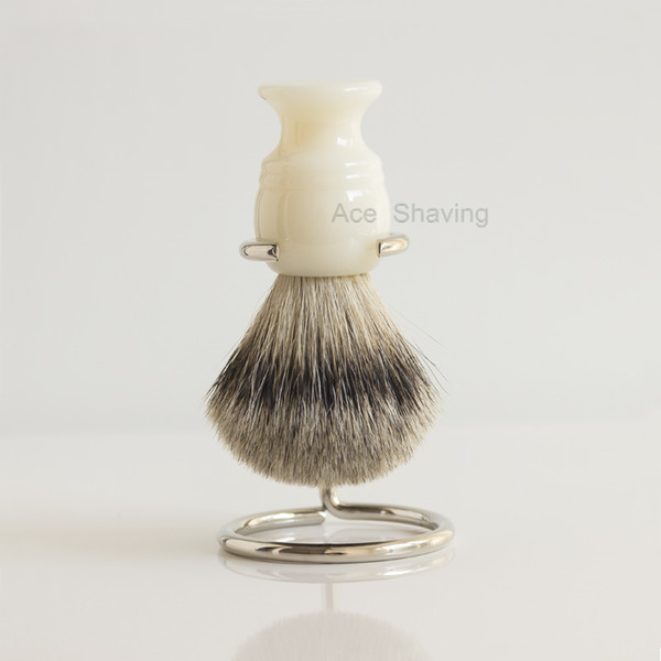 Natrual Best Badger Hair White Resin Handle Shaving Brush Man Face Beard Shaver Stand Holder