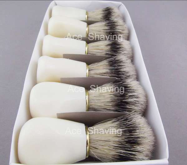 Barber Shop Accessory 6 Pieces / Lot Badger Color Boar Bristle Hair Plastic Handle Shaving Brush Grooming Tool