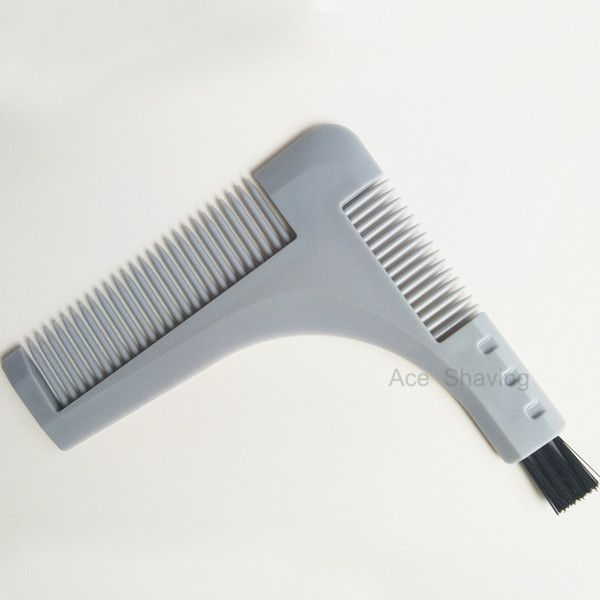 Man Face Care Beard Shaper Hair Comb with Cleaning Brush Grooming Tool Barber Shop Shaving Accessory